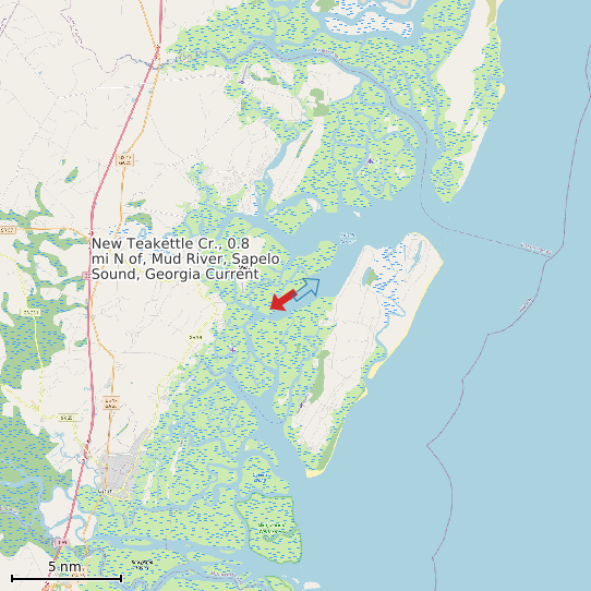 Map of New Teakettle Cr., 0.8 mi N of, Mud River, Sapelo Sound, Georgia Current Prediction Station