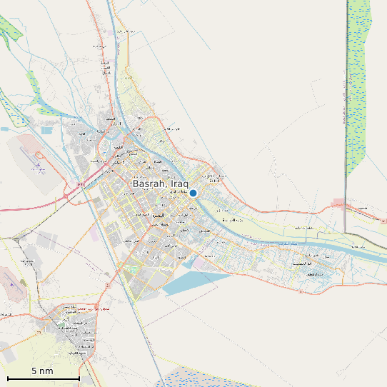 Map of Basrah, Iraq Tide Prediction Station