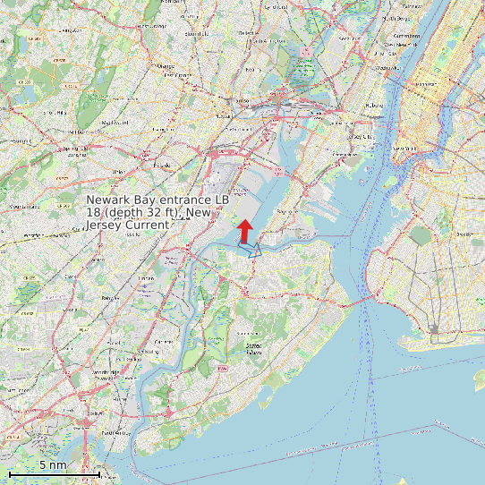 Map of Newark Bay entrance LB 18 (depth 32 ft), New Jersey Current Prediction Station