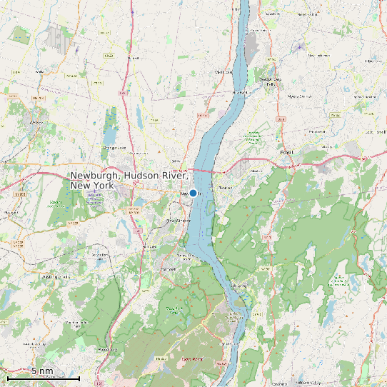 Map of Newburgh, Hudson River, New York Tide Prediction Station