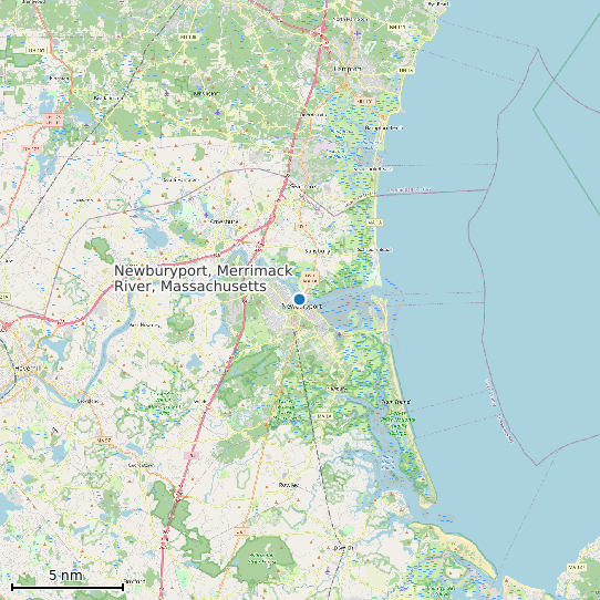 Map of Newburyport, Merrimack River, Massachusetts Tide Prediction Station