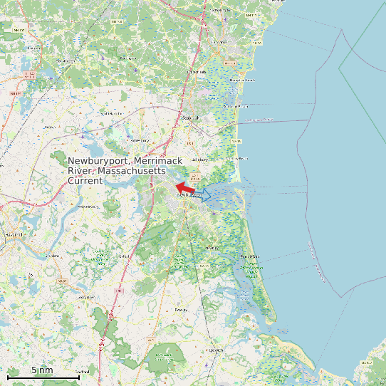 Map of Newburyport, Merrimack River, Massachusetts Current Prediction Station