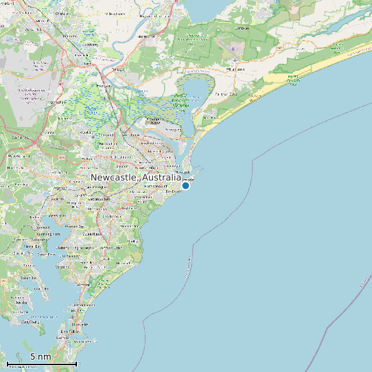Map of Newcastle, Australia Tide Prediction Station