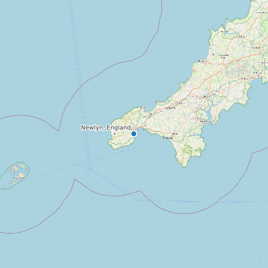 Map of Newlyn, England Tide Prediction Station