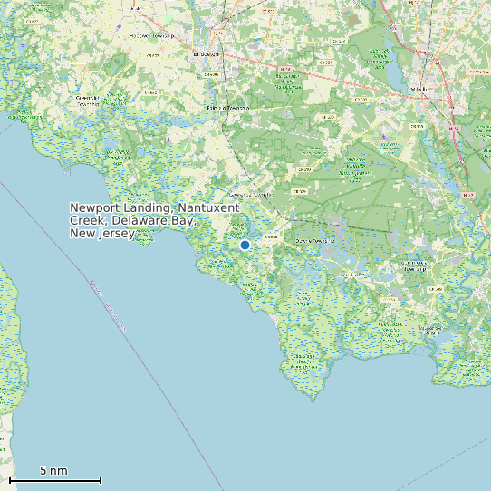 Map of Newport Landing, Nantuxent Creek, Delaware Bay, New Jersey Tide Prediction Station