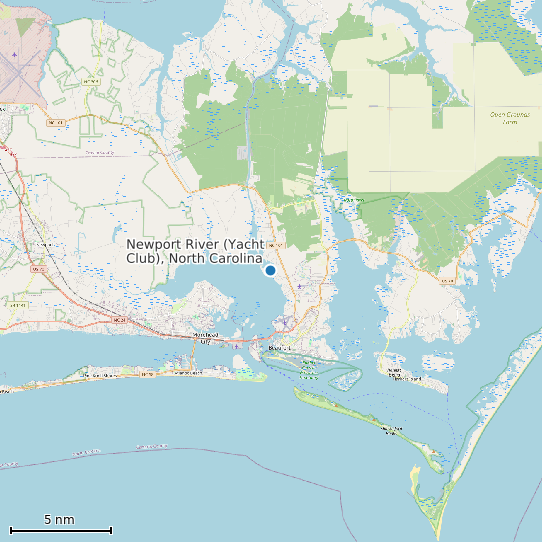 Map of Newport River (Yacht Club), North Carolina Tide Prediction Station
