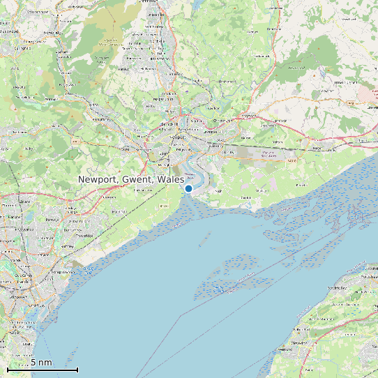 Map of Newport, Gwent, Wales Tide Prediction Station