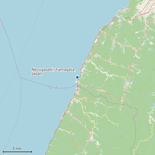 Map of Nezugaseki, Yamagata, Japan Tide Prediction Station