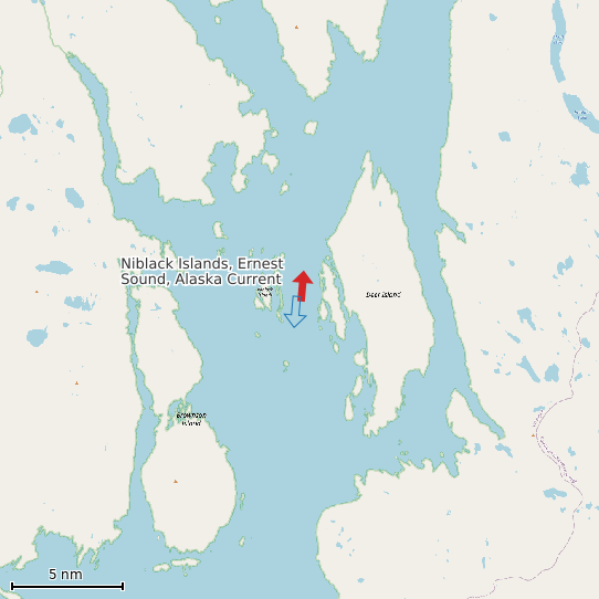Map of Niblack Islands, Ernest Sound, Alaska Current Prediction Station