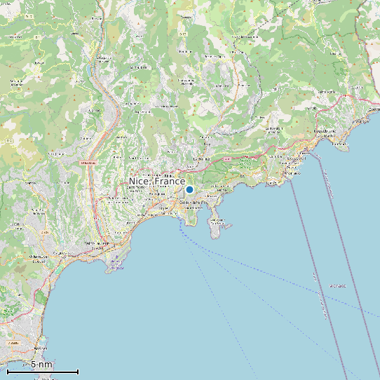 Map of Nice, France Tide Prediction Station