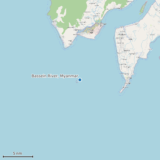 Map of Bassein River, Myanmar Tide Prediction Station