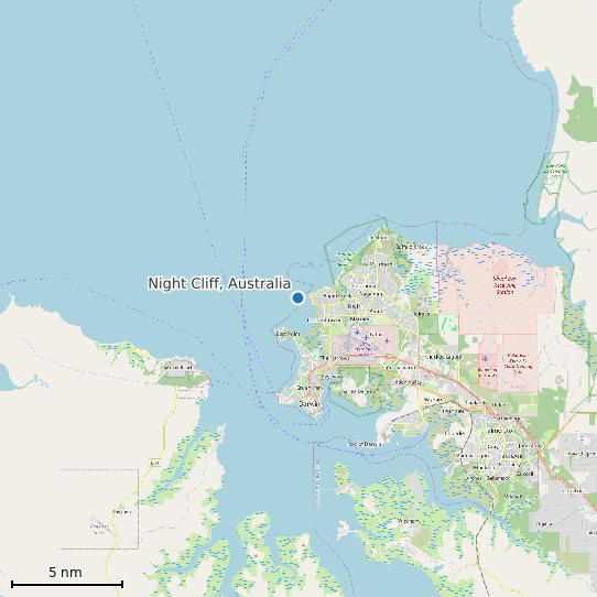 Map of Night Cliff, Australia Tide Prediction Station