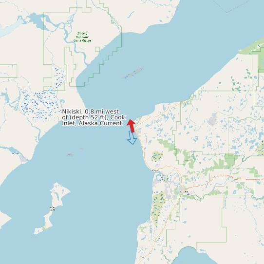 Nikiski, 0.8 mi west of (depth 52 ft), Cook Inlet, Alaska Current map