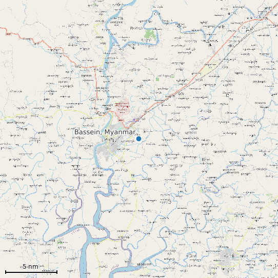 Map of Bassein, Myanmar Tide Prediction Station