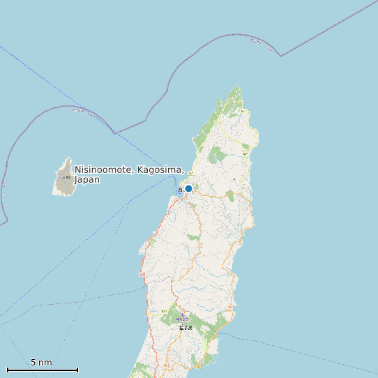 Map of Nisinoomote, Kagosima, Japan Tide Prediction Station
