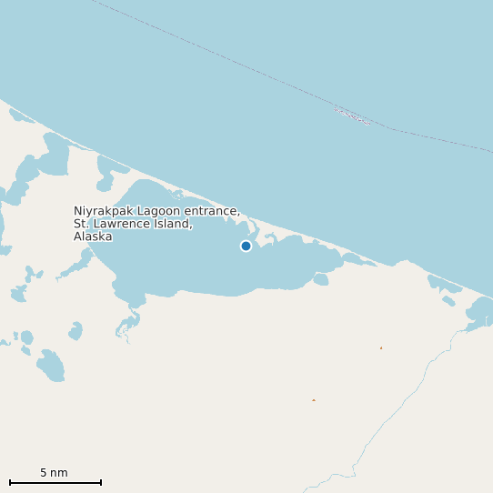 Map of Niyrakpak Lagoon entrance, St. Lawrence Island, Alaska Tide Prediction Station
