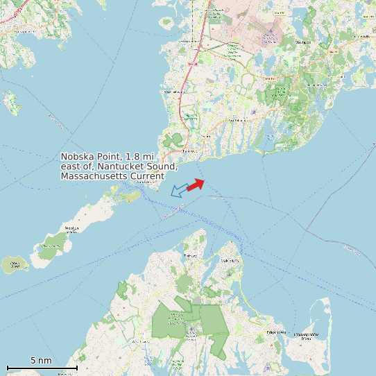Map of Nobska Point, 1.8 mi east of, Nantucket Sound, Massachusetts Current Prediction Station
