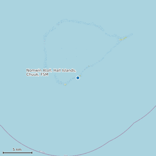 Map of Nomwin Atoll, Hall Islands, Chuuk, FSM Tide Prediction Station