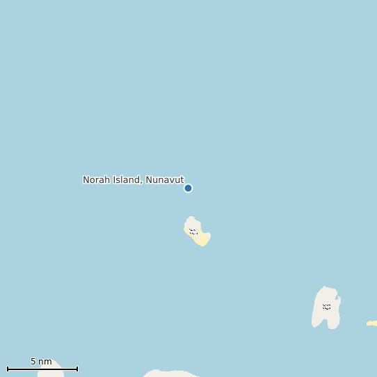 Map of Norah Island, Nunavut Tide Prediction Station