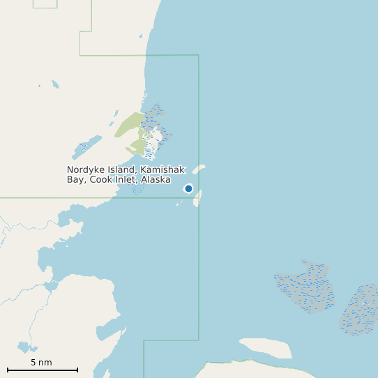 Map of Nordyke Island, Kamishak Bay, Cook Inlet, Alaska Tide Prediction Station