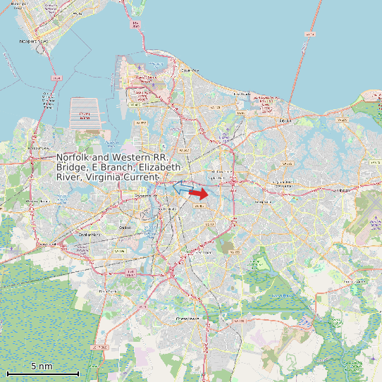 Map of Norfolk and Western RR. Bridge, E Branch, Elizabeth River, Virginia Current Prediction Station