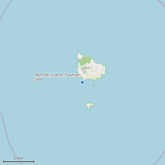 Map of Norfolk Island, Tasman Sea Tide Prediction Station