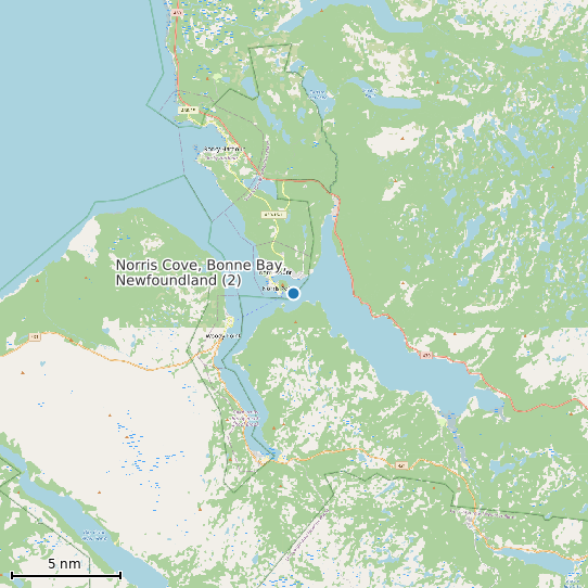 Map of Norris Cove, Bonne Bay, Newfoundland (2) Tide Prediction Station