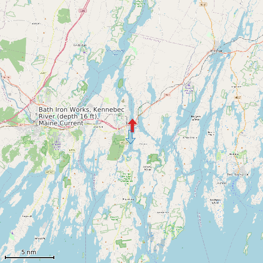 Map of Bath Iron Works, Kennebec River (depth 16 ft), Maine Current Prediction Station