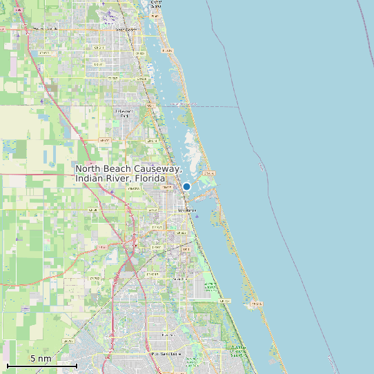 Map of North Beach Causeway, Indian River, Florida Tide Prediction Station