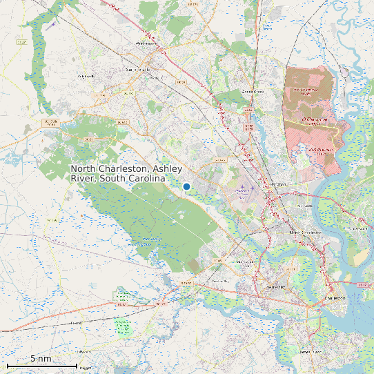 Map of North Charleston, Ashley River, South Carolina Tide Prediction Station