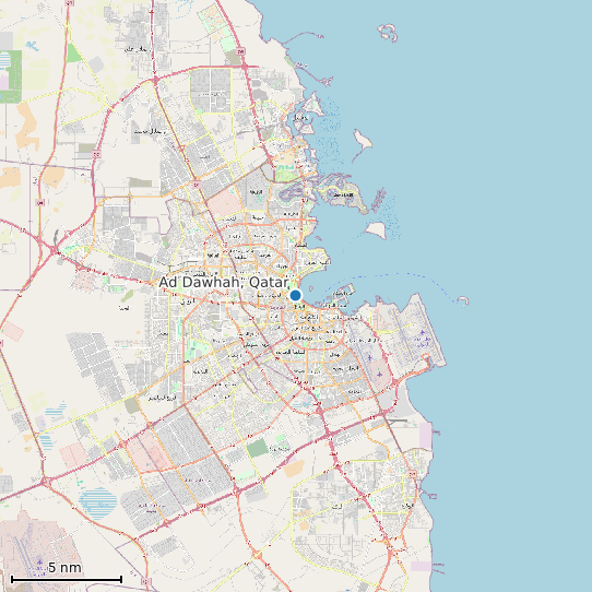 Map of Ad Dawhah, Qatar Tide Prediction Station