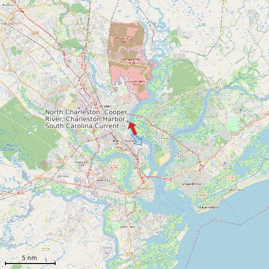 Map of North Charleston, Cooper River, Charleston Harbor, South Carolina Current Prediction Station
