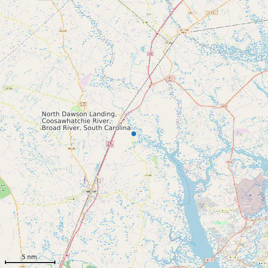 Map of North Dawson Landing, Coosawhatchie River, Broad River, South Carolina Tide Prediction Station