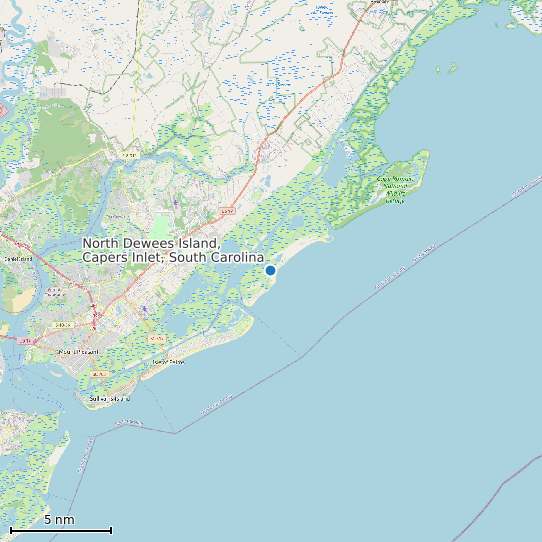 Map of North Dewees Island, Capers Inlet, South Carolina Tide Prediction Station