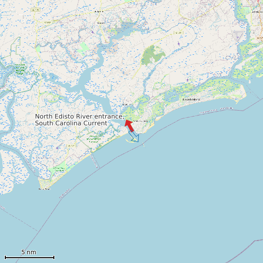 Map of North Edisto River entrance, South Carolina Current Prediction Station