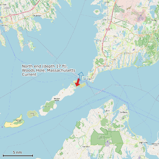 Map of North end (depth 17 ft), Woods Hole, Massachusetts Current Prediction Station