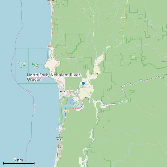 Map of North Fork, Nehalem River, Oregon Tide Prediction Station