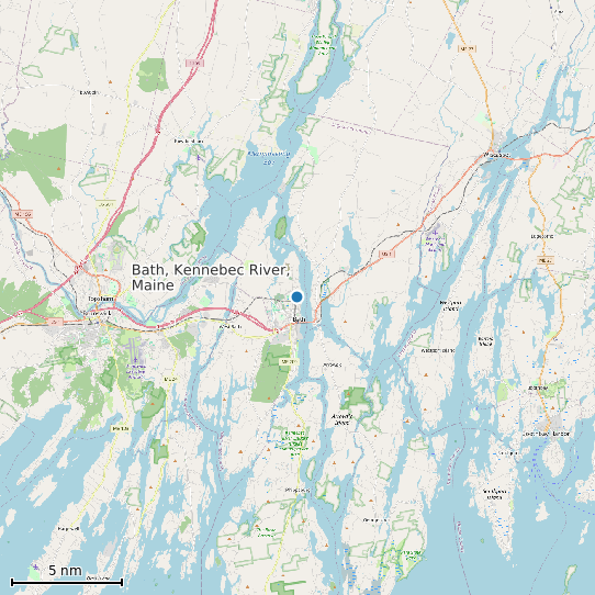 Map of Bath, Kennebec River, Maine Tide Prediction Station