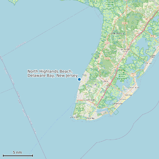 Map of North Highlands Beach, Delaware Bay, New Jersey Tide Prediction Station