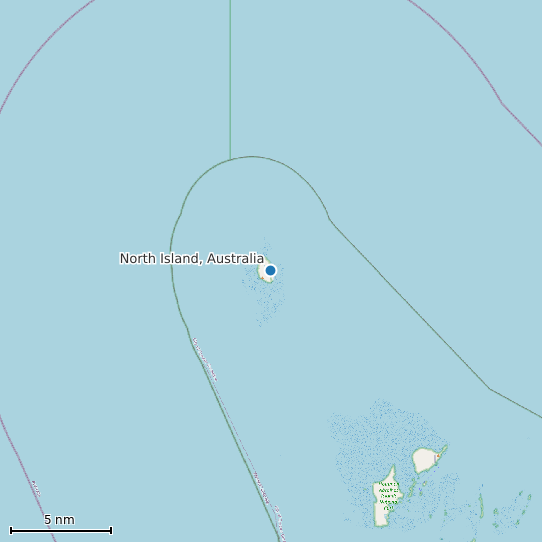 Map of North Island, Australia Tide Prediction Station