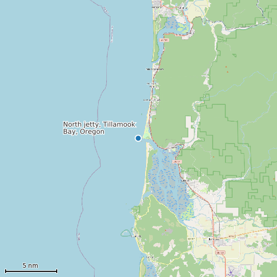 Map of North jetty, Tillamook Bay, Oregon Tide Prediction Station