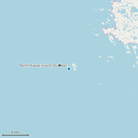 Map of North Kopak Island, Qu�bec Tide Prediction Station