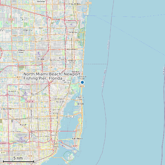 Map of North Miami Beach, Newport Fishing Pier, Florida Tide Prediction Station
