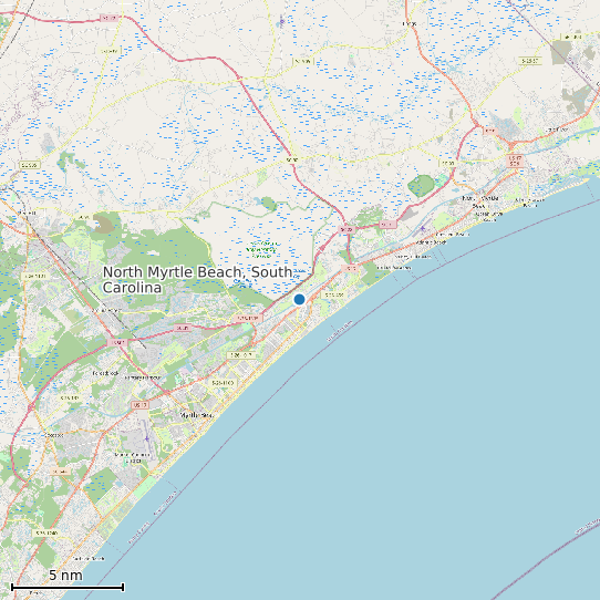 Map of North Myrtle Beach, South Carolina Tide Prediction Station