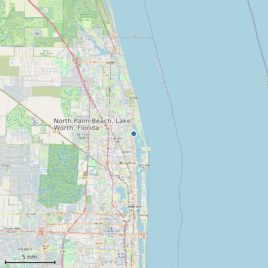 Map of North Palm Beach, Lake Worth, Florida Tide Prediction Station
