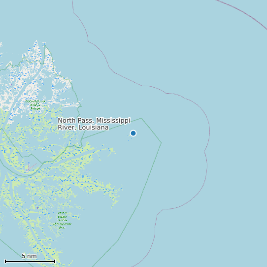 Map of North Pass, Mississippi River, Louisiana Tide Prediction Station