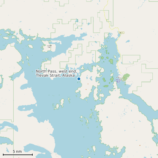 Map of North Pass, west end, Tlevak Strait, Alaska Tide Prediction Station