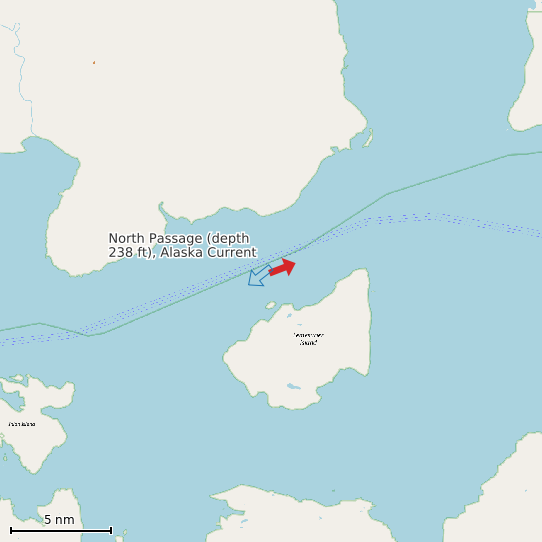 Map of North Passage (depth 238 ft), Alaska Current Prediction Station