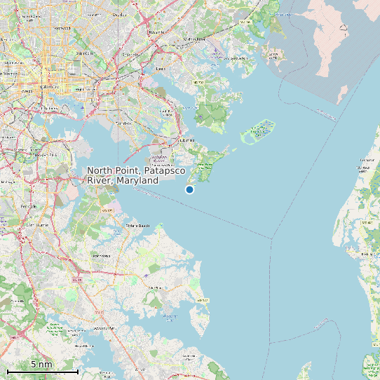 Map of North Point, Patapsco River, Maryland Tide Prediction Station