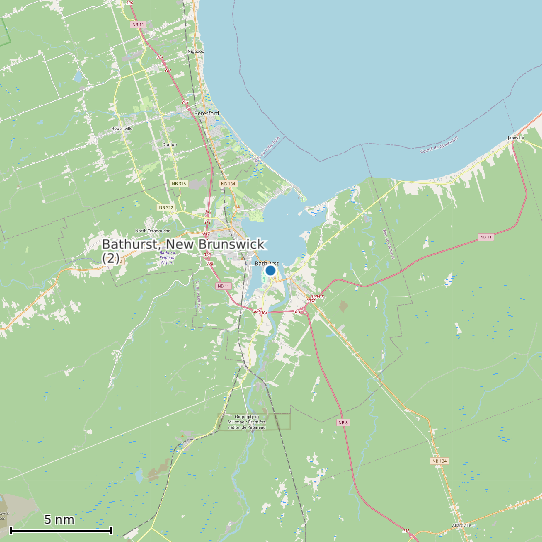 Map of Bathurst, New Brunswick (2) Tide Prediction Station